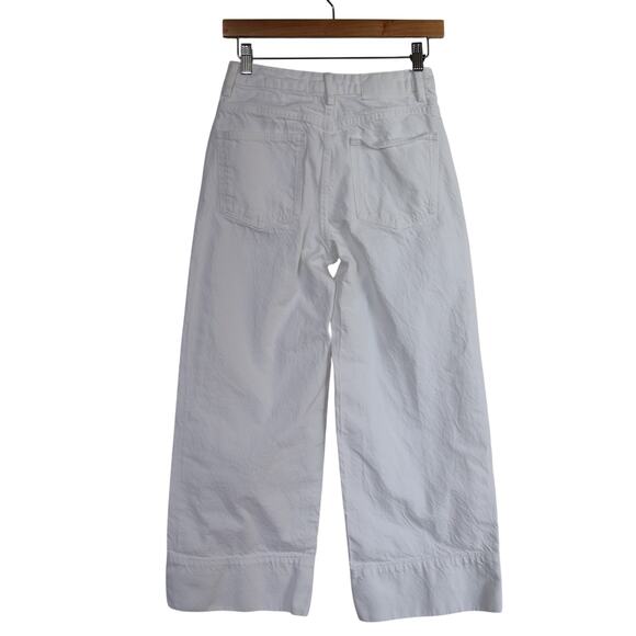 ZARA white Cotton HIgh waist Wide-leg Ankle Jeans size 2 - Picture 3 of 4